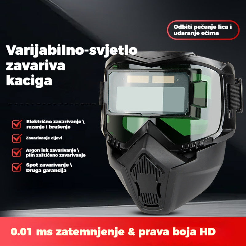 🔥【Najprodavaniji proizvod】Potpuno automatska maska za zavarivanje s promjenjivim svjetlosnim snopom i zaštitnim štitnikom za lice zavarivača