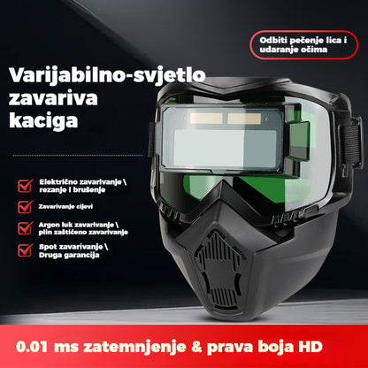🔥【Najprodavaniji proizvod】Potpuno automatska maska za zavarivanje s promjenjivim svjetlosnim snopom i zaštitnim štitnikom za lice zavarivača