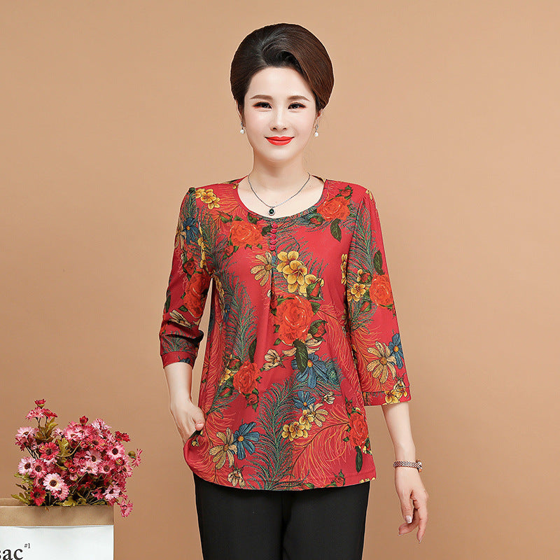 💥😍【Reduceri la produse noi】【XL-5XL】Primăvară și vară 2025, nou top tricou cu imprimeu floral-3915081