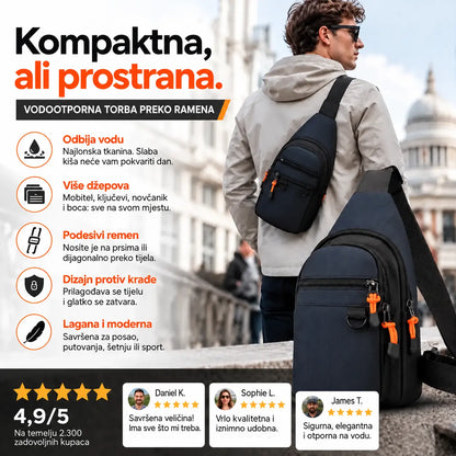 🎒 ✨ Vodootporna torba za nošenje preko tijela s više džepova – organizirano pohranjivanje, podesivi remen i priključak za slušalice