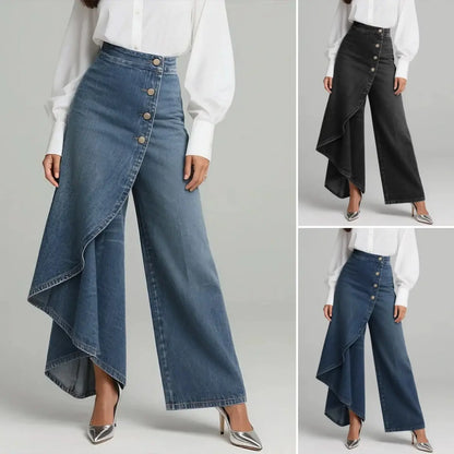 🥇【S-3XL】Vaqueros de mujer de talle alto y perneras anchas, corte amplio y diseño elegante.