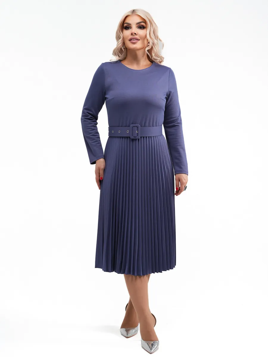 ✨【S-5XL】👗Toamna și iarna 2025, la modă nouă, elegantă, de înaltă calitate, rochie pliată de culoare solidă-3861079