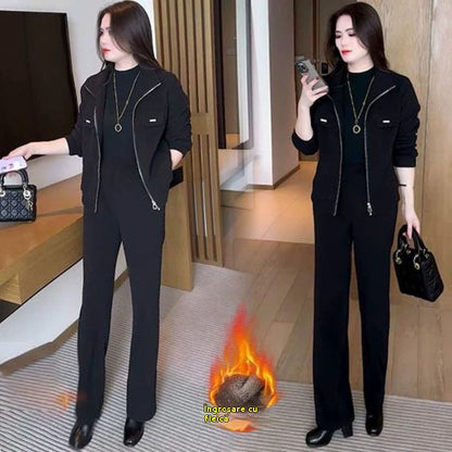 🔴【Reduceri la produse noi】💥【M-4XL】Costum casual de damă din catifea și îngroșat (sacou + pantaloni)-3885062