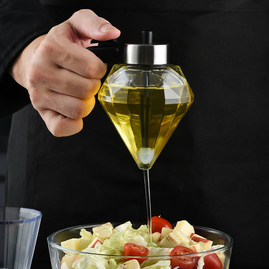 🍯🧉Dispenser de miere și sirop din sticlă cu design Diamond, recipient fără picurare cu suport, perfect pentru miere, sirop de arțar și ulei de măsline, accesoriu elegant pentru bucătărie și cafenea-3870464