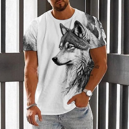 👕👕【2XS-6XL】Vară nou 2025 Tricou sport casual pentru bărbați Wolf cu imprimare 3D, mânecă scurtă, mărime mare --3969052