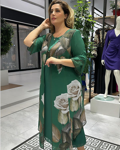 🍀【Reducere limitată în timp】【S-5XL】❤️2025 noua rochie verde florala