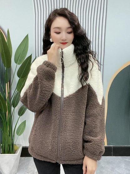 🔥【M-4XL】🐏Jachetă de iarnă fleece, jachetă de bumbac, geacă de bumbac îngroșată din lână de miel, jachetă caldă-3858192