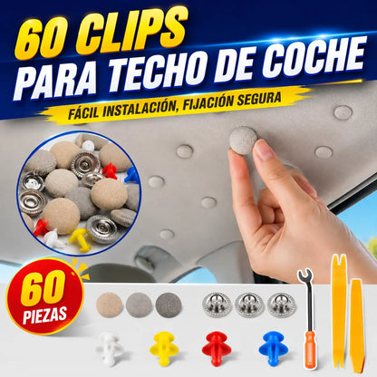 🔥【60 piezas】🚗Clips para desmontar la lona del techo del coche, incluyendo herramientas de instalación, que facilitan el desmontaje y el montaje.