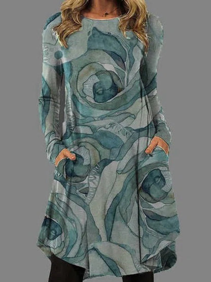 🔥✨【S-5XL】2024 rochie retro pentru femei la modă și elegantă în stil etnic, cusături cu imprimeuri multiple-3849019