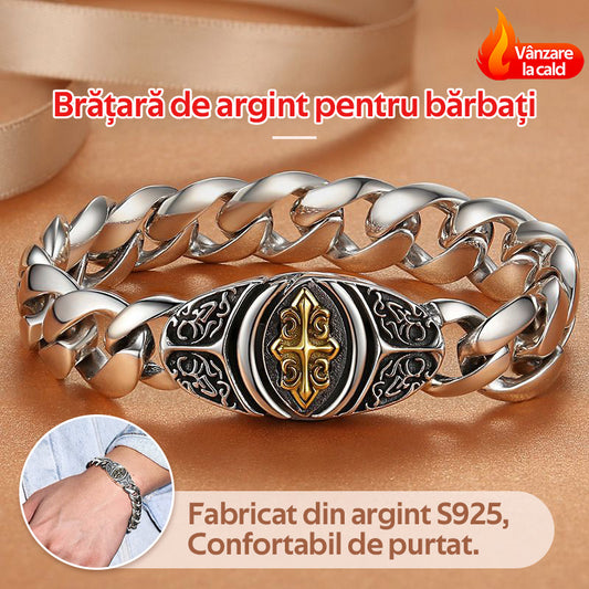 🔥【Oferta pe timp limitat】Brățară retro pentru bărbați, dominatoare și la modă, cu flori încrucișate-3858177