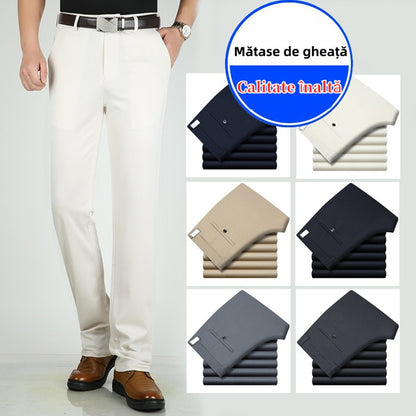 👖 Pantaloni business casual slim-fit de primăvară/vară cu picioare drepte, picioare largi și pantaloni elastici-3969563