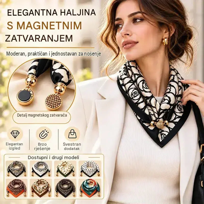 ✨【Pakiranje od 4 komada】Elegantni ženski šalovi s magnetskim kopčanjem – s uzorkom, jednostavni za stavljanje, bez potrebe za vezanjem čvorova