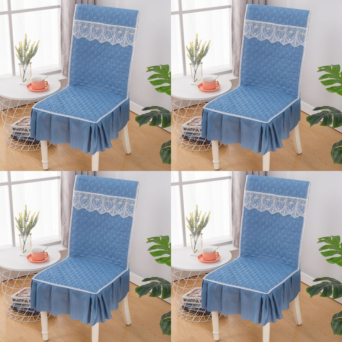 👍【4 bucăți】Husa de scaun universala perna de scaun dintr-o bucata perna de scaun anti-alunecare perna de spate-3852709