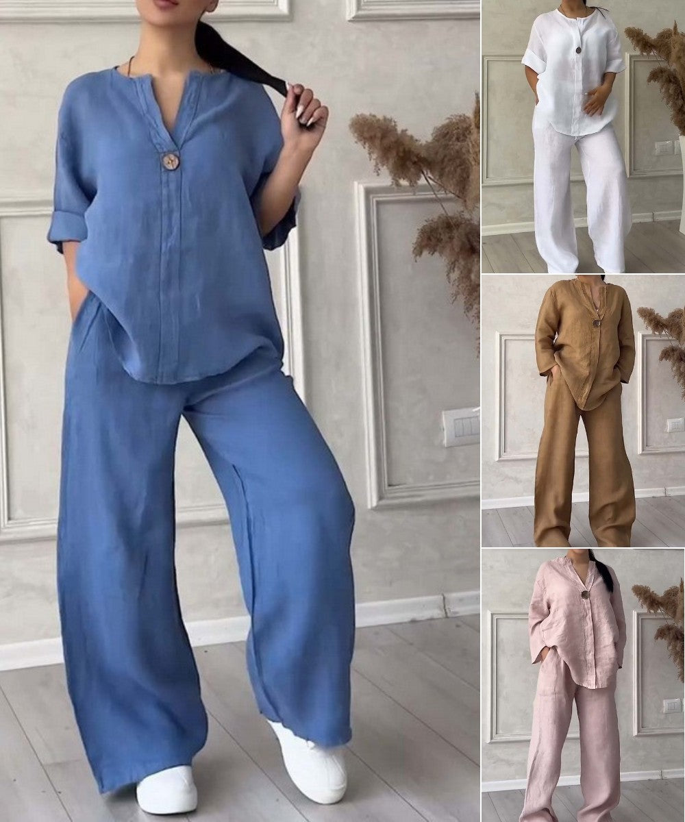 🔥【Novi artikli s 50% popusta samo 3 dana】🥋【S-5XL】【Majica kratkih rukava + hlače】Lagani, elegantni i udobni ženski set, dostupan u više boja