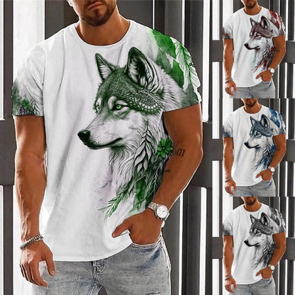 👕👕【2XS-6XL】Vară nou 2025 Tricou sport casual pentru bărbați Wolf cu imprimare 3D, mânecă scurtă, mărime mare --3969052