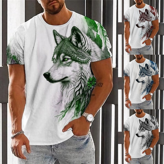👕👕【2XS-6XL】Vară nou 2025 Tricou sport casual pentru bărbați Wolf cu imprimare 3D, mânecă scurtă, mărime mare --3969052