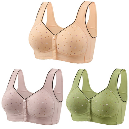 😍💖【Plačilo ob dostavi】💥【Paket 3 kosov】Ženski modrček brez žice, zapenjanje spredaj【40–110 kg】❤️Čisti bombaž, naravna antibakterijska zaščita, udoben