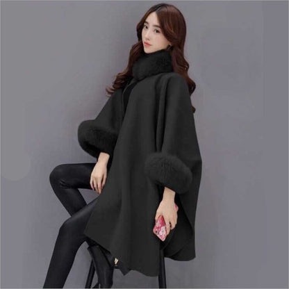 【Promoție de sfârșit de an】【S-5XL】2024 stil nou palton lung de lână și șal pelerina-3847515