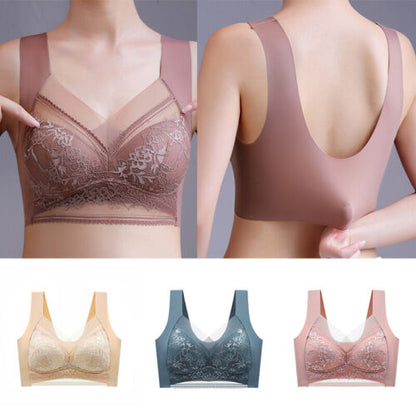 🔥【4 bucati】👙【40-110 KG】 Sutien confortabil, fără cusături, din dantelă
