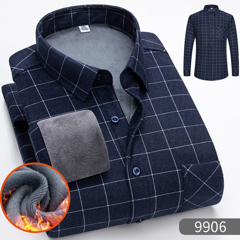 🔥【Reducere de 50% cu termen limitat】👔【L-5XL】Cămașă călduroasă de afaceri cu mânecă lungă toamna și iarna-3898999