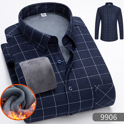 🔥【Reducere de 50% cu termen limitat】👔【L-5XL】Cămașă călduroasă de afaceri cu mânecă lungă toamna și iarna-3898999