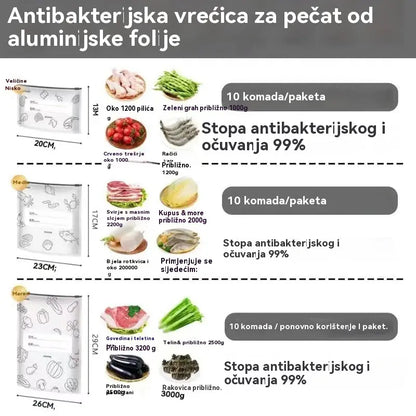🥩【30 komada】Vrećica od aluminijske folije prehrambene kvalitete s patentnim zatvaračem za očuvanje svježine za korištenje u kućanskom hladnjaku