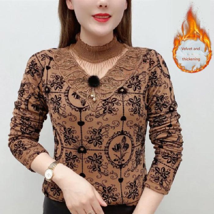 【🔥Reducere pe timp limitat🔥】【40-100KG】Camasă îngroșată din dantelă din catifea stil nou 2025 -- 3873770