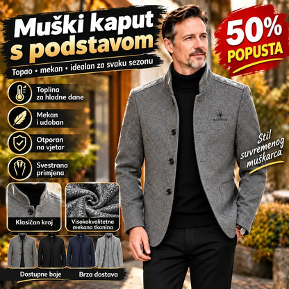⛄️🤗【M–4XL】🔥 Nova jakna s ovratnikom: muški debeli vuneni džemper s baršunastom podstavom – jesen/zima