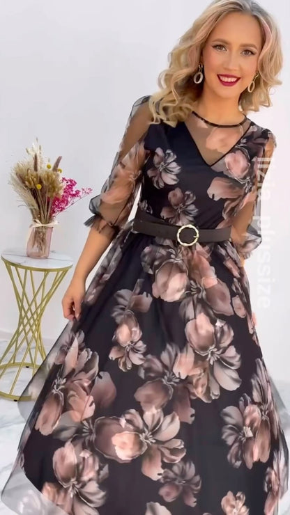 🌸 Ženska haljina S–5XL – elegantna, s uzorkom, novitet
