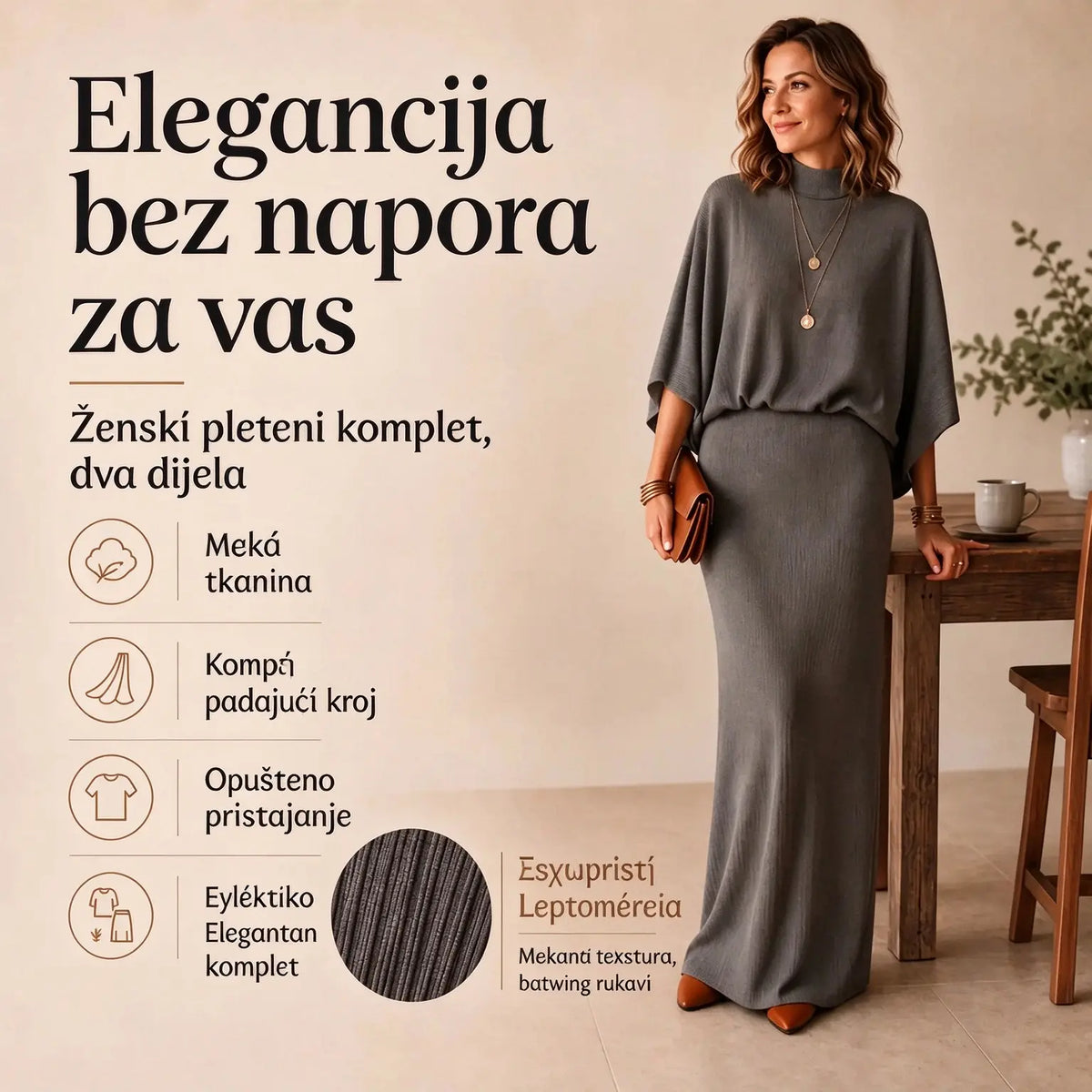 🏆 Najprodavaniji proizvod! 🏆 👚 Ženski set s rukavima u obliku šišmiša i dugom suknjom