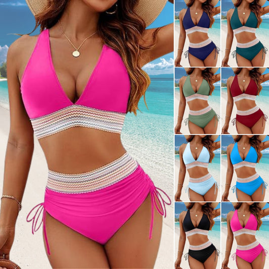 🎁Reducere limitată în timp👙🌴Costum de baie bikini elegant, cu bretele, uscare rapidă și despicare