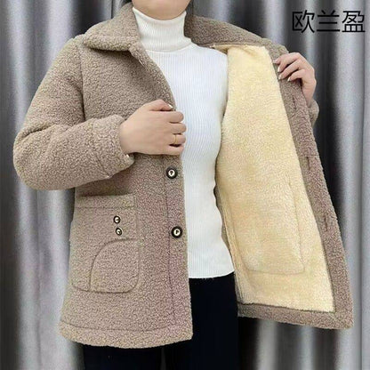 ☃️ Nou toamna și iarna dimensiuni mari de dimensiuni groase cardigan din lână de miel de dimensiuni groase