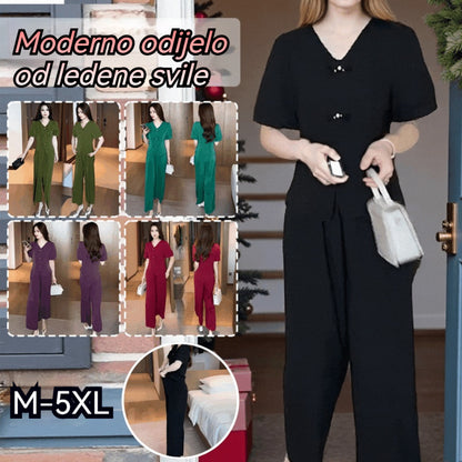 🌸50% popusta【M-5XL】【Majica + široke hlače】Moderan retro set izrađen od cool svilenog materijala—— cool, elegantan i super udoban ✨
