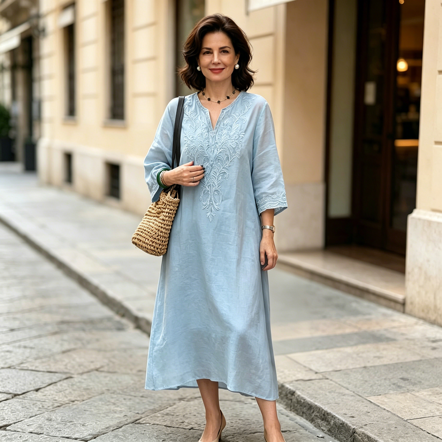 ✨Nova ljetna ženska haljina od pamuka i lana — izuzetan ručni vez, elegantan vintage stil