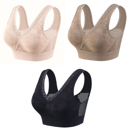 🔥👙【40 – 120 kg】【Súprava 3 ks】✨Dámska čipkovaná podprsenka bez kostíc s vysokou oporou