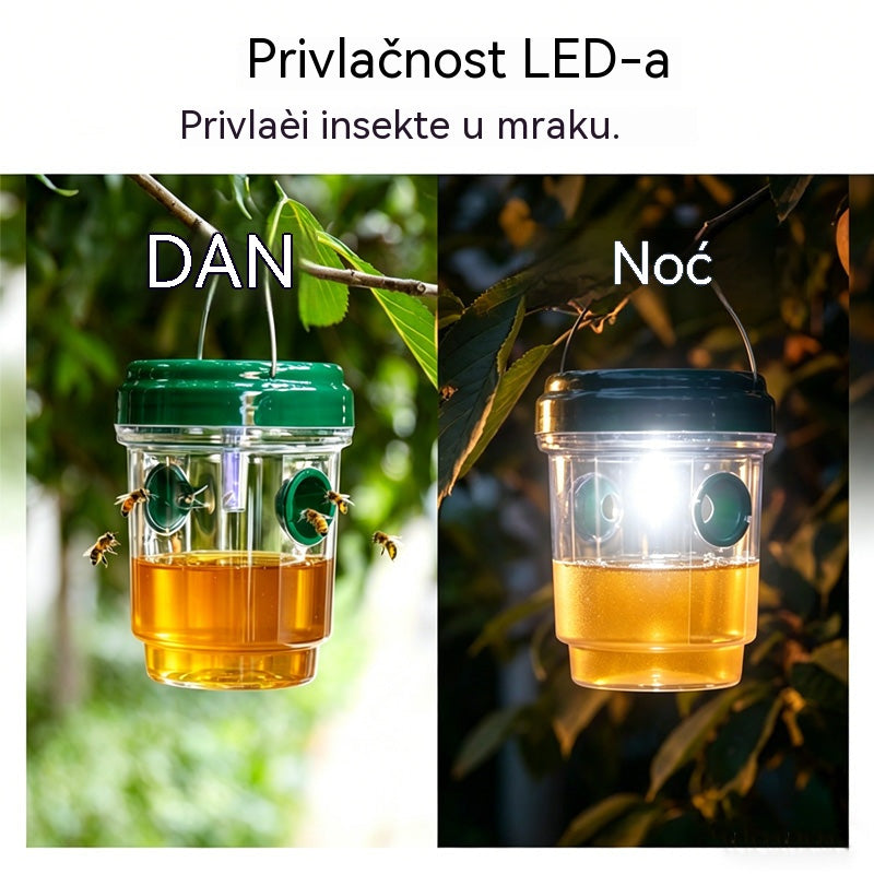 🐝☀️ Solarna klopka za komarce i ose, pogodna za terase i vrtove 🔋🌿 – Visoko učinkovita, punjiva, otporna na vremenske uvjete – Bez kemikalija, pokriva do 500 četvornih metara – Trenutna ušteda!