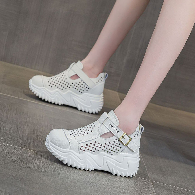 👟【35-40】Sandale de damă noi cu talpă groasă, scobită în interior, 2025