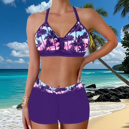 🏖️👙【Reducere limitată în timp】🌴【S-5XL】Set de costume de baie imprimate pentru vacanță la plajă 2025