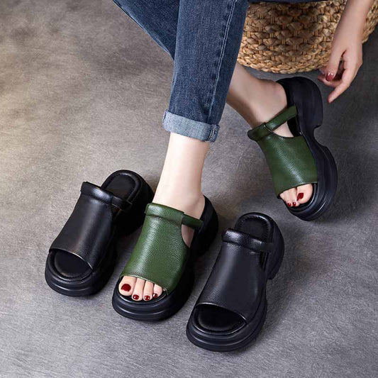 😍【35-40】2025 sandale noi cu călcâi de pană, făcute manual, cu fundul moale, cu gura de pește