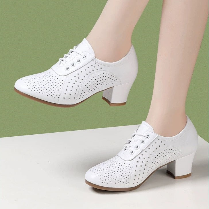 👡🌷【Veličine 34-41】【Visina pete 5 cm】👡Nove ženske cipele od prave kože iz 2026. s jednim slojem, prozračne i šuplje.