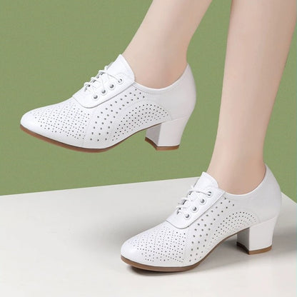 👡🌷【Veličine 34-41】【Visina pete 5 cm】👡Nove ženske cipele od prave kože iz 2026. s jednim slojem, prozračne i šuplje.