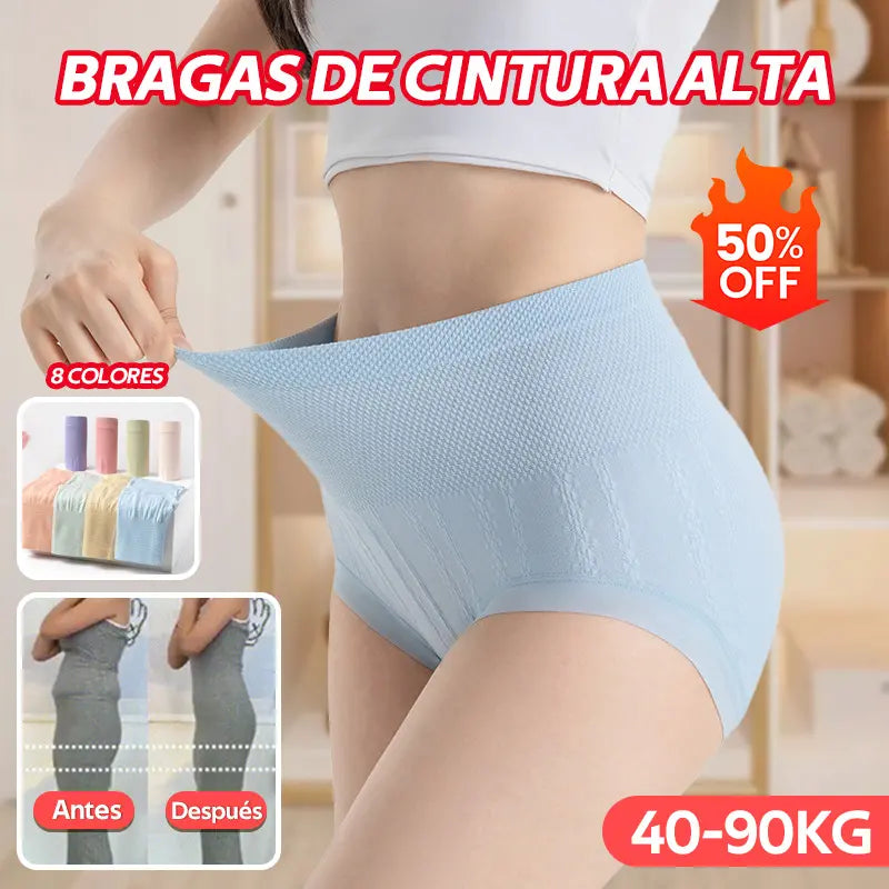 🔥【Compra 4, recibe 4 gratis】🔥 Último día – 50% de descuento – Bragas antibacterianas de talle alto que moldean el abdomen
