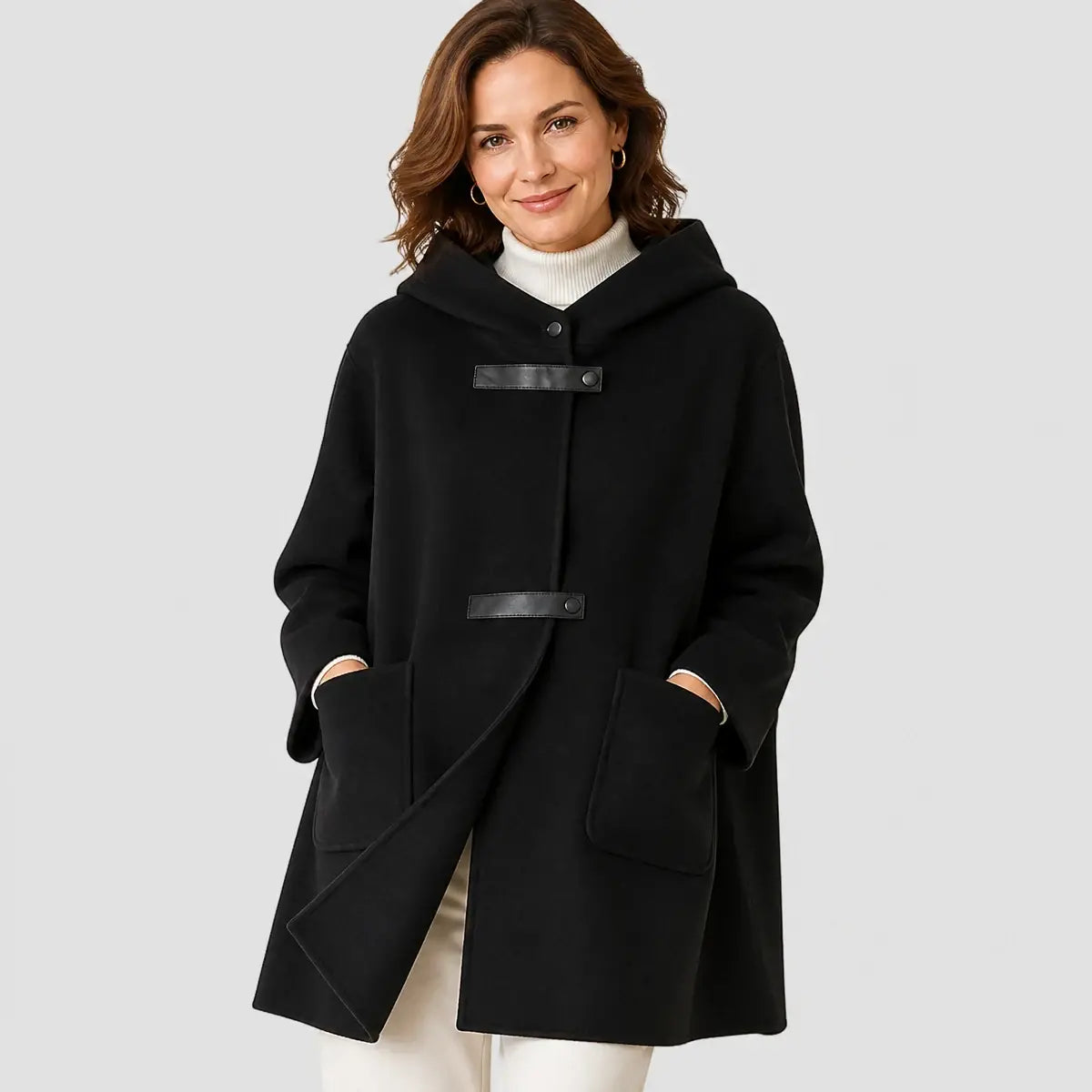 🎁【M-4XL】Ženski elegantni i topli kaput - vuneni kaput s kapuljačom