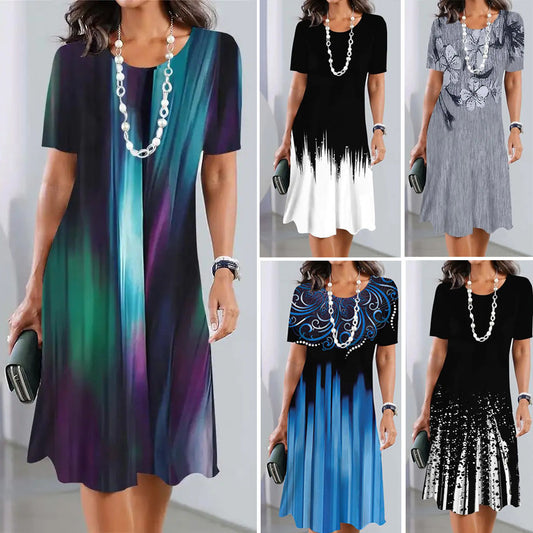🔥【Reduceri mari de vară】🔥【S-5XL】✨Rochie elegantă de vară 2025 👗 Stil retro cu decolteu rotund  Lejeră și rafinată