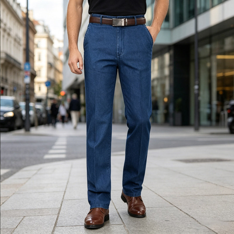 👖👖2026 Novo u ponudi: 【55-110KG】Muške ravne poslovne traperice - 3D kroj, visoki struk, duboko međunožje, kompatibilne s različitim tipovima tijela