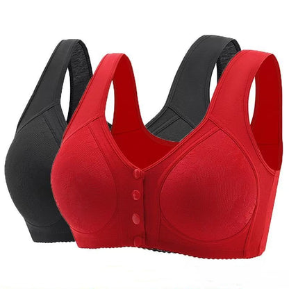 😍【Pack de 5】Sujetador sin aros con hebilla delantera para mujeres de mediana edad y mayores【40-120 kg】
