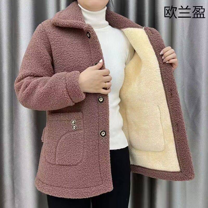 ☃️ Nou toamna și iarna dimensiuni mari de dimensiuni groase cardigan din lână de miel de dimensiuni groase
