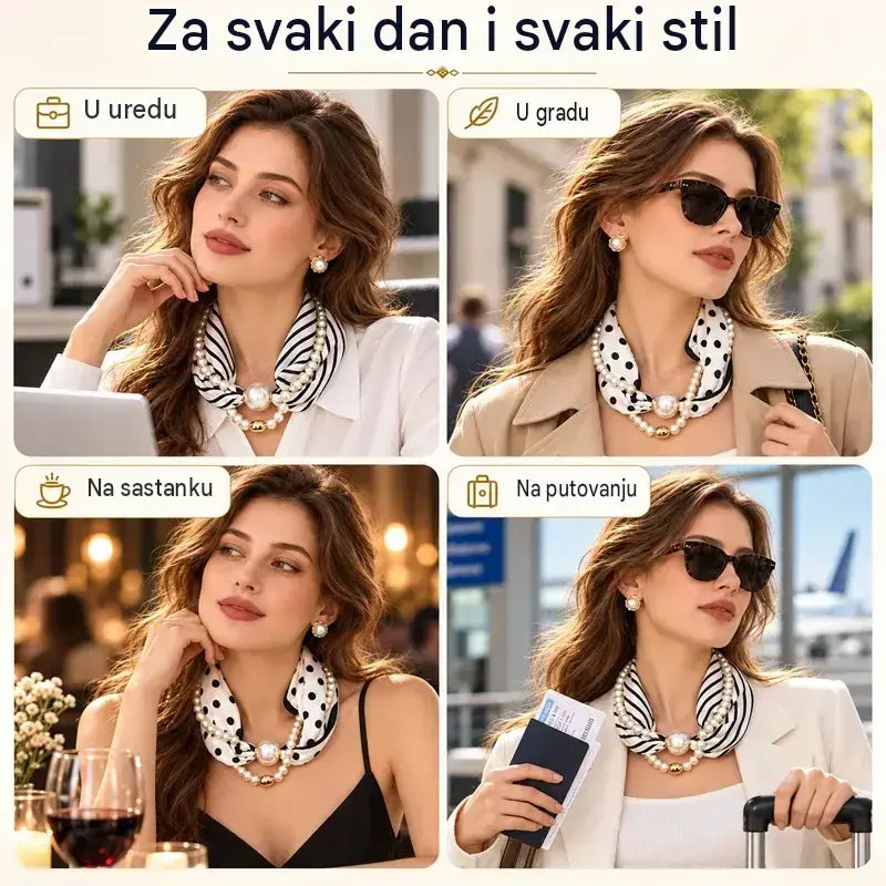 ✨ 2-u-1 biserna ogrlica i magnetski šal! Brzo magnetsko pričvršćivanje · Uklonjivi dizajn · Francuska elegancija i svestran stil! Posebna ponuda 1+1 gratis!