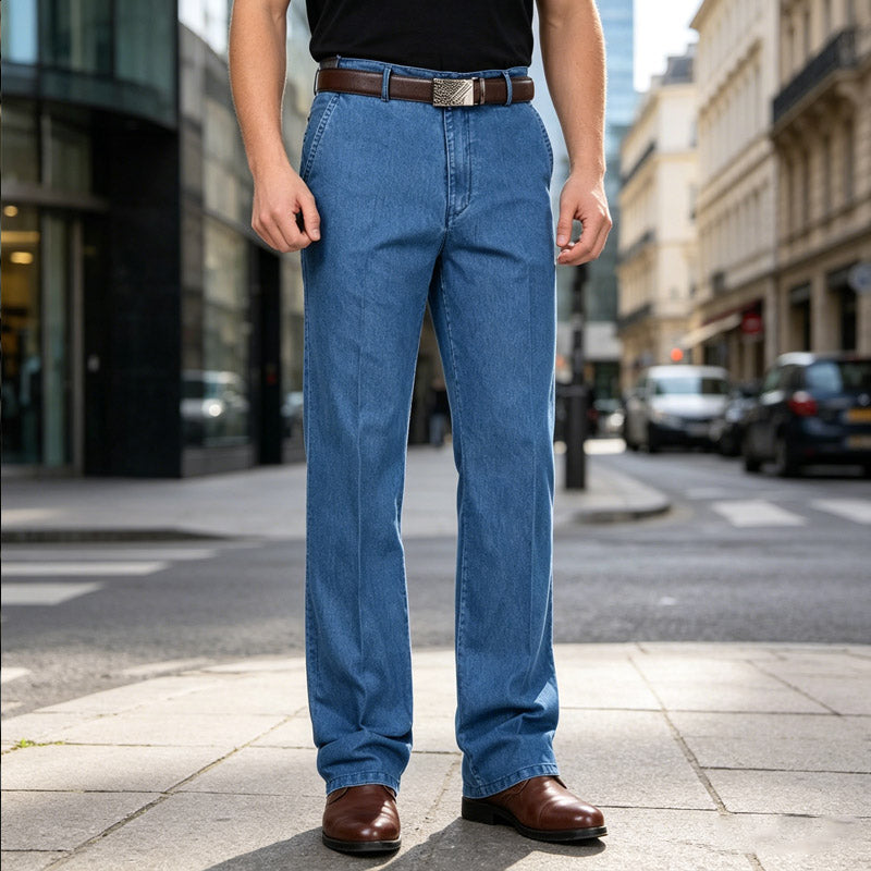 👖👖2026 Novo u ponudi: 【55-110KG】Muške ravne poslovne traperice - 3D kroj, visoki struk, duboko međunožje, kompatibilne s različitim tipovima tijela